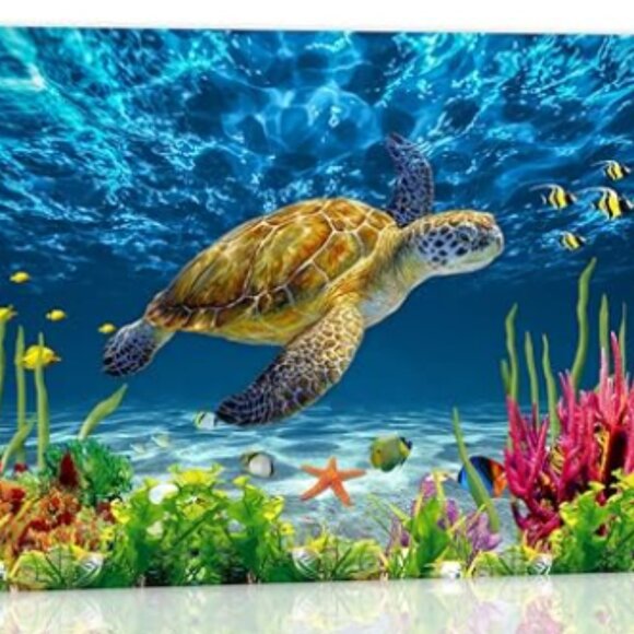 Canvas Sea Turtle Wall Art For Bathroom 12x16 - Picture 1 of 2